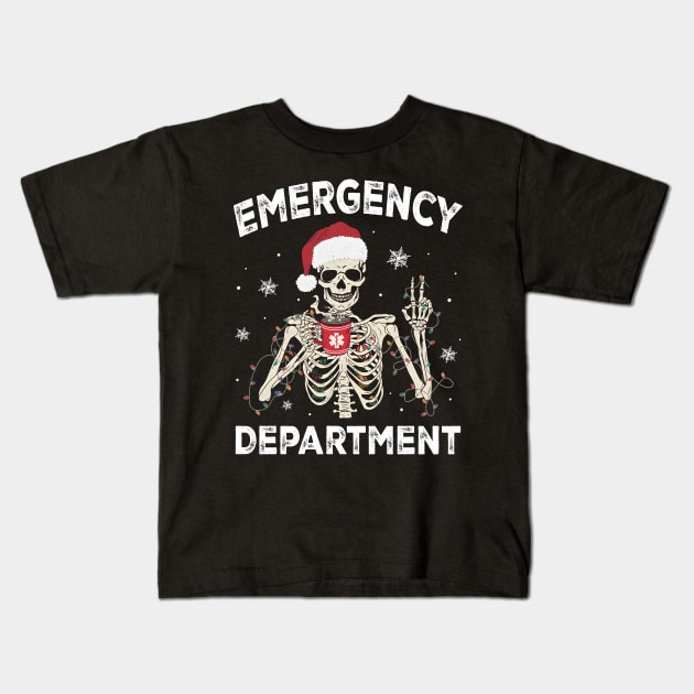 Emergency Department Christmas, Skeleton Christmas Kids T-Shirt by kiperb